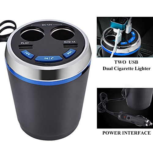 V BESTLIFE Car Fm Transmitter, FM Transmitter Bluetooth Car MP3 Player Radio Adapter Hands-Free Music Player Car Cigarette Lighter Socket Car Kit with Dual USB Port Charger - Thumbnail 2