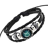 Rosemes Retro 12 Constellation Beaded Hand Woven Leather Bracelet PUNK Chain Cuff Taurus