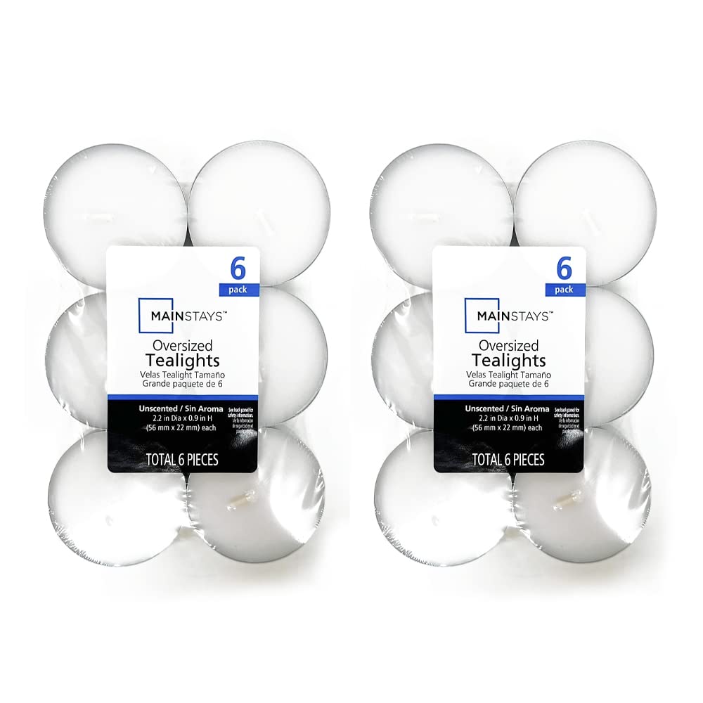 OnlineStreet Tealight Candles - Unscented Maxi Tealights/Oversized Tealights with Upto 10 Hours Burning Time | Home Decor, Long Lasting Wax Candles (White Oversized Tealights (Pack of 2))