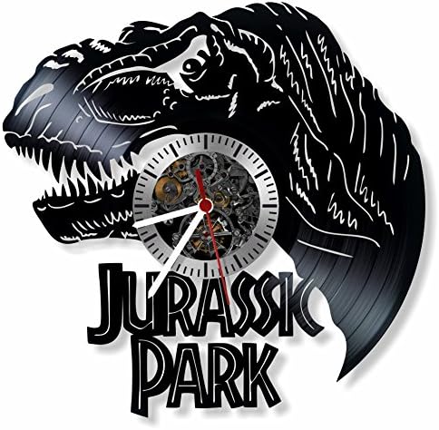 Jurassic Park vinyl Wall Clock- Modern room decor-Unique Handmade gift for friends and someone you love