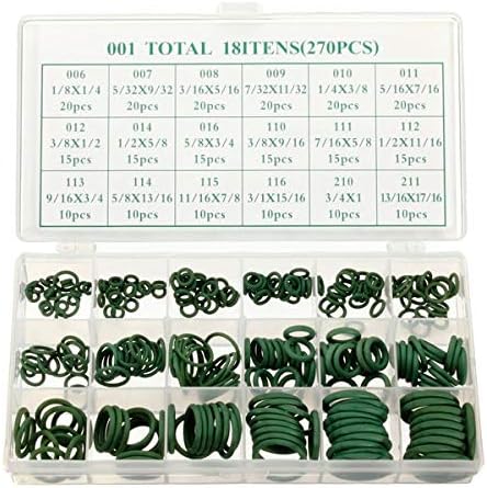 GOLDEN2STAR - 270 Pcs 18 Sizes Assortment Kit Air Conditioning HNBR O Rings Set Car GREEN