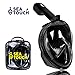 SeaTouch Premium Full Face Snorkeling Mask Black for Man and Women Easybreath Snorkeling Mask (SM - Small, Bag)