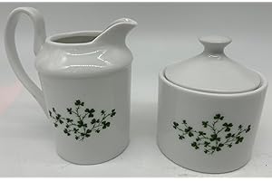 ROSSO GLASS Creamer & Sugar Set - White Porcelain (Shamrocks)