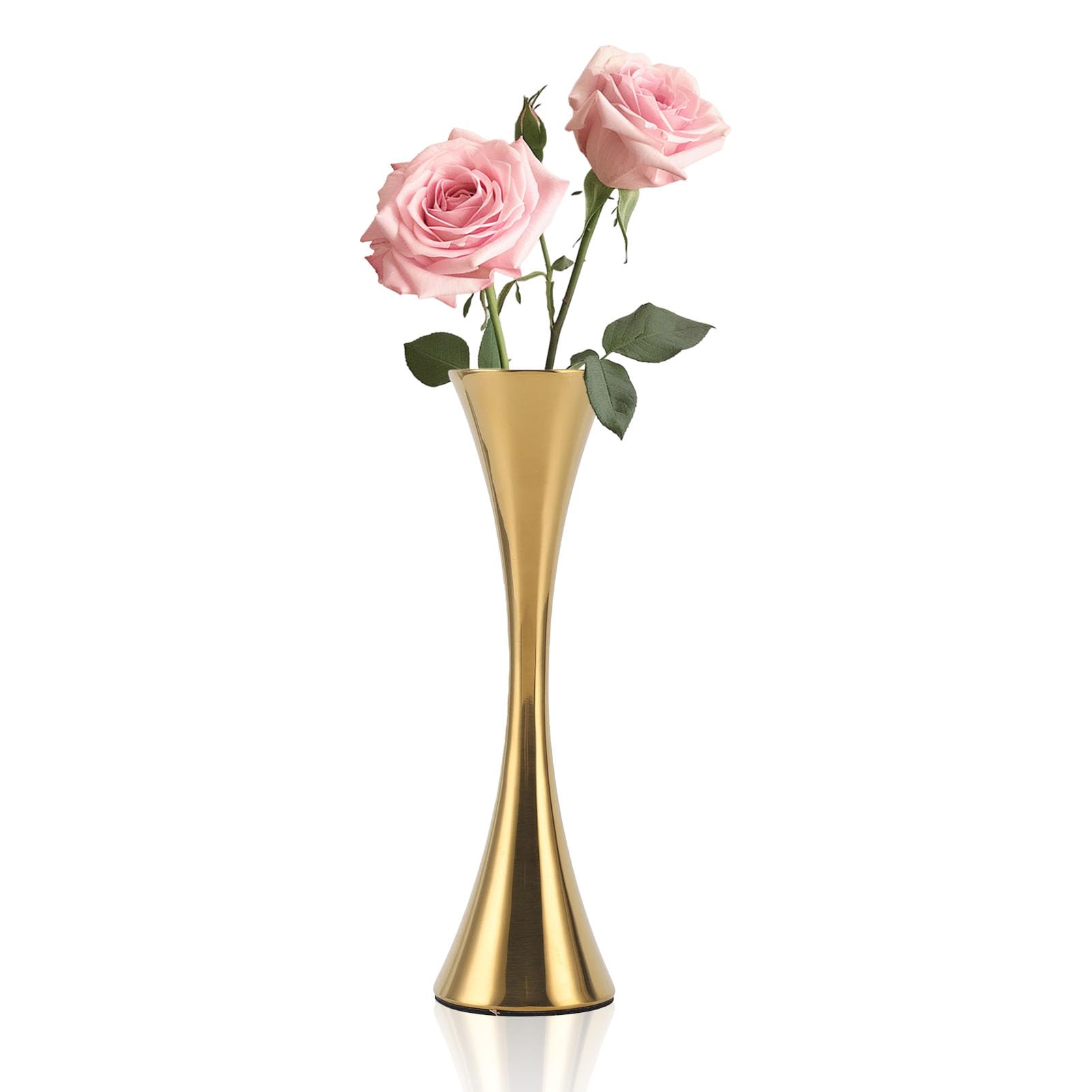 Small Vases for Flowers,17x4.5cm/6.7x1.8in Metal Flower Vase Dry Flower Vases Mouth Small Bud Flower Decorative Vase Artistic Mini Floral Vase Gold for Home Decoration