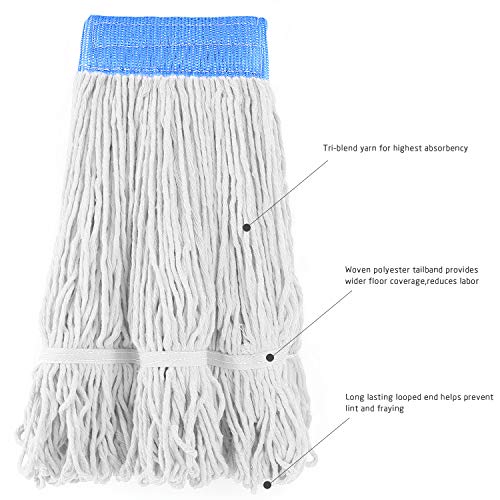 LoopEnd Commercial String Mop Head, 6 Inch Headband, Mop Head