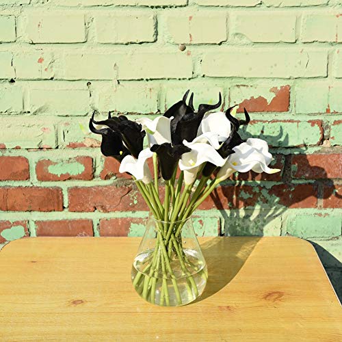 Mandy's 20pcs Black and White Fake Flowers Artificial Calla Lily Silk