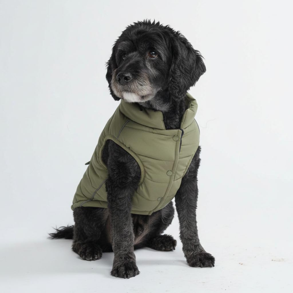 Photo 1 of Spark Paws Dog Winter Jacket, Water-Resistant Coat, Warm Reflective Windproof Fleece-Interior, for Medium and Large Dogs - Olive - L