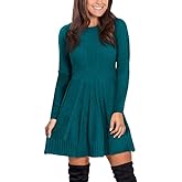 Maisolly Women Winter Cable Knit Sweater Dress Pullover Long Sleeve Flare Warm Dress