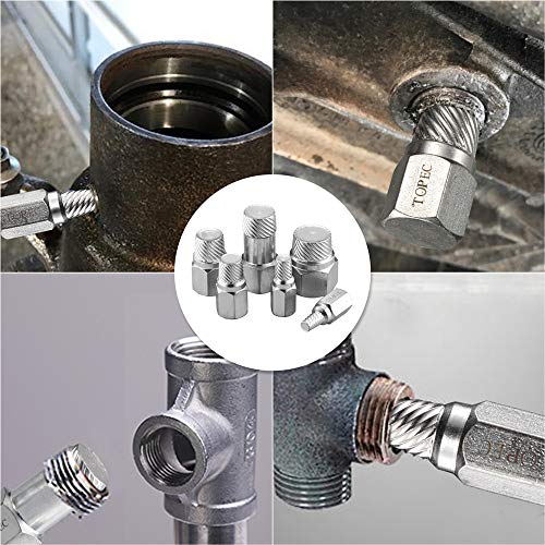 Topec 6Piece Pipe Nipple Extractor Set, Hex Head MultiSpline Easy Out