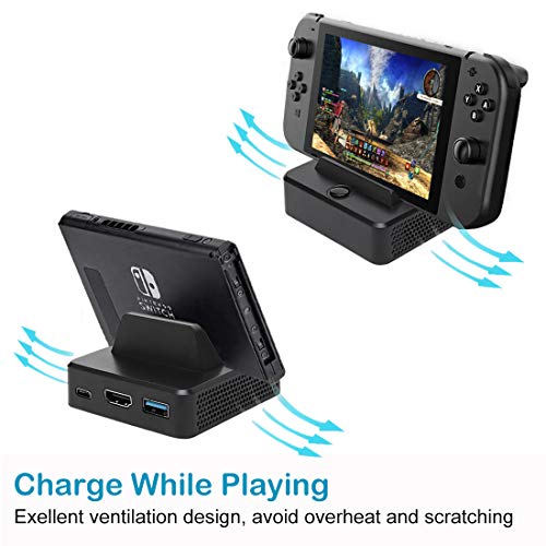 Defway Switch Dock, Portable Switch Charging Stand, Compact Switch to HDMI Adapter, Switch Docking Station with Extra USB 3.0 Port, Replacement Charging Dock for Nintendo Switch with USB C Power Input