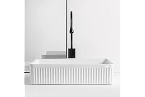 Davivy 19.7" X 14.2'' Rectangle Vessel Sink with Pop Up Drain,Bathroom Vessel Sinks,Bathroom Sinks Above Counter,White Vessel Sink,Counter top Sink,Ceramic Vessel Sink,Rectangle Sink Bowl for Bathroom