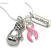 Pink Ribbon Boxing Glove Necklace/Breast Cancer Survivor Gift