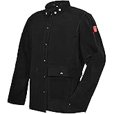 Black Leather Welding Jacket, Heavy Duty FR Split Cowhide Leather Work Safety Jackets, Welder Jackets for Men & Women