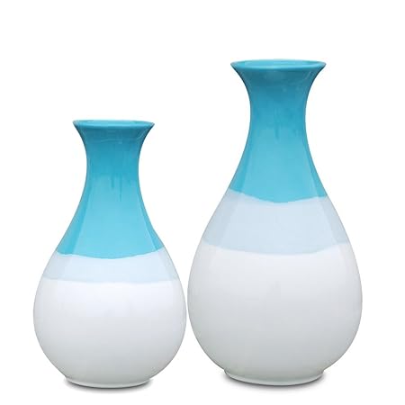 Set 2 Blue Sky Snow Decorative Ceramic Vase Artistic Vase