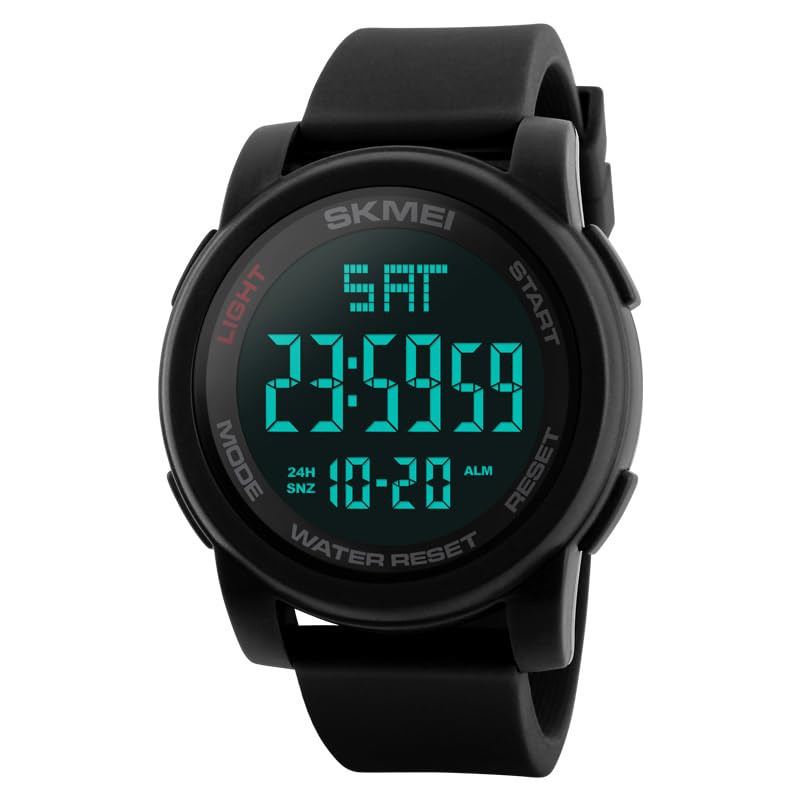 Relógio Digital Masculino Esportivo, Resistente à Água 50M, Display LCD Clara, Pulseira de Silicone Premium Macia, Multifuncional (Cronômetro/Alarme), Leve para Academia e Corrida Eletrônic