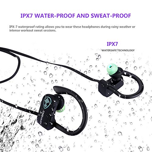 Bluetooth Headphones, Wireless Sports Earphones Headset W/Mic IPX7