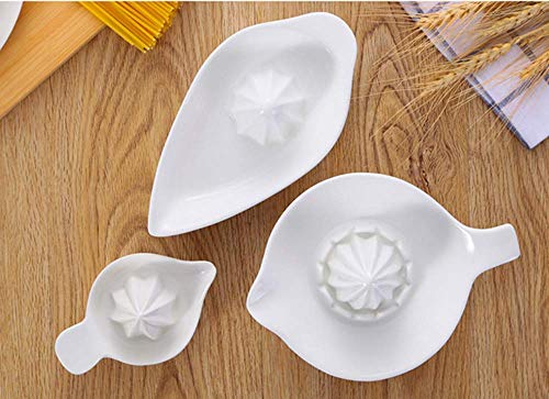 2 pack Porcelain Mini Citrus Juicer Reamer with Handle and Pour Spout,Stackable Manual Juicers Make Your Own Orange,Grapefruit,Lemon Squeezer, Fruit Juices Serving Bowls White (3x5")