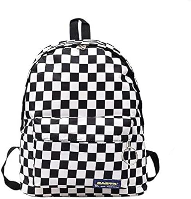 black and white checkered backpack