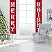 WizPower Merry Bright Christmas Banner, Merry Bright Porch Sign for Christmas Decoration Outdoor Indoor, Christmas Banner Red Xmas Decor Banners for Home Decor …