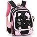 Efree Cute Cat Face Bow Diamond Bling Waterproof Pink School Backpack Girls Book Bag (Medium, Black)