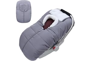 FLOWER FRAIL Winter Baby Car Seat Cover - Warm Infant Carseat Bunting Bag Blanket for Newborn Baby Boys Girls - Cold Weather Windproof Carrier Canopy for Travel -Universal Carseat Covers Canopies with Zips (Grey)