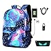 Galaxy Backpack, Anime Luminous Anti-Theft School Bag, Laptop Backpack with USB Charging Port, Unisex 15.6 Inch College Daypack for Girls, Starry