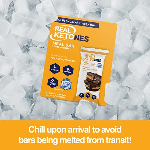 Real Ketones Keto Protein Meal Bar, 12Pack, Peanut Butter Cup with D