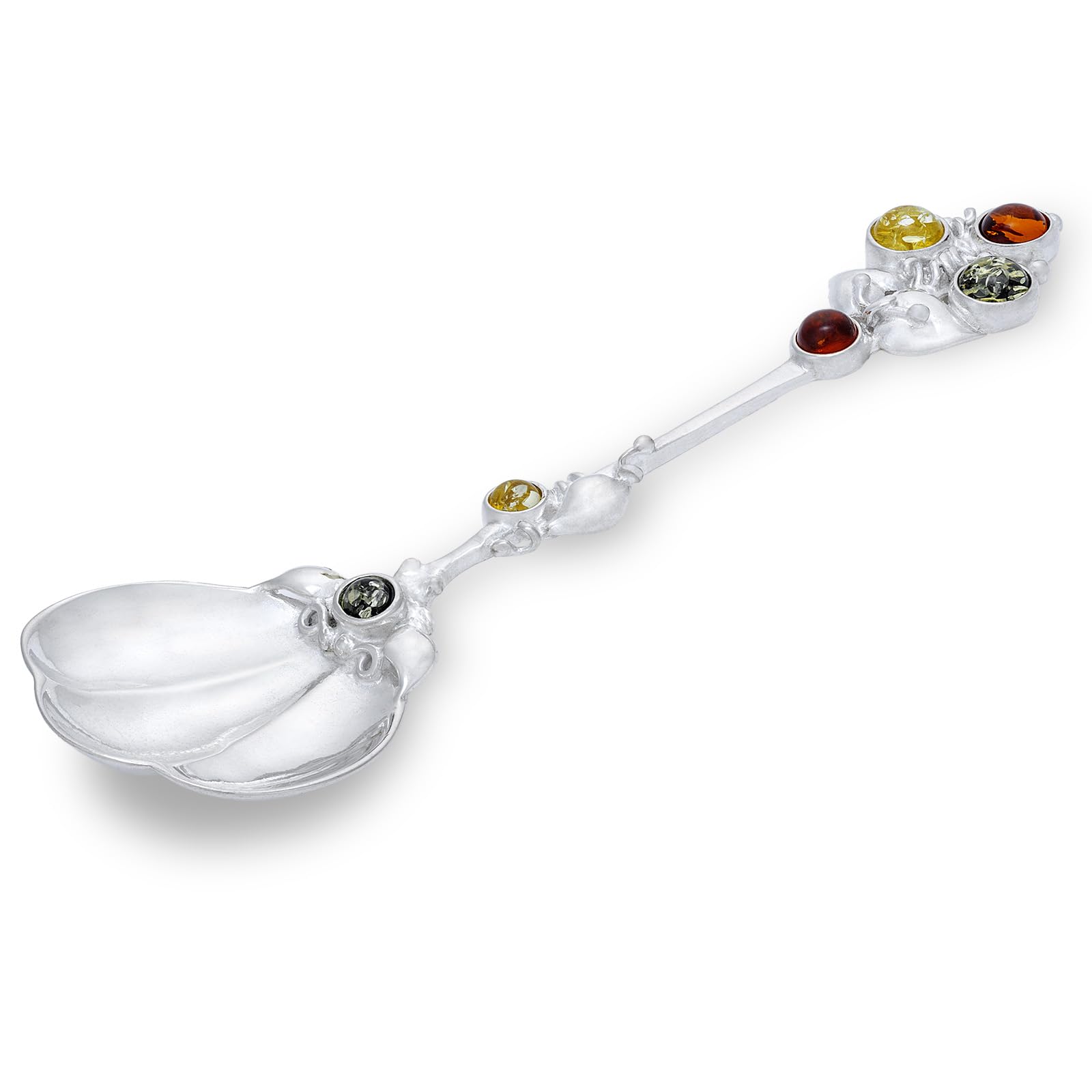 Photo 1 of AMBEDORA Silver Spoon Andalusia with Amber, Polished Sterling Silver, Baltic Amber in Three Colours, L 10 cm