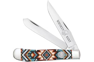 WHISKEY BENT HAT CO. Traditional Trapper Folding Pocket Knife 4.125" Closed Length 440C Stainless Steel Blades (Trapper - Southwest Sand)