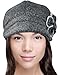 Dahlia Women's Chic Flower Newsboy Cap Hat Wool Blend - Dual Layer, Gray