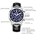 HOWK Men's Chronograph Watches Date Analog and Blue Luminous Dial Black Leather Strap
