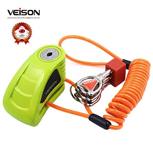 Acekit Veison Brake Disc Lock 6MM Lock Pin With Remind Cable For Motorcycle And Bicycle (Green II) - Thumbnail 6