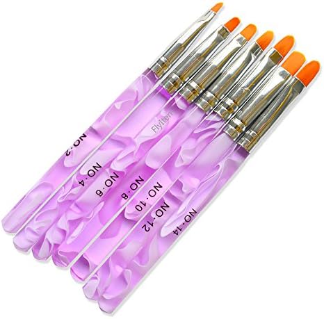 FlyItem Professional 7pcs Nail Art Tools DIY Painting Designer Nylon Brushes Nail Art Brush Kits for UV Gel Acrylic Styling Manicure Makeup Cosmetic Tool