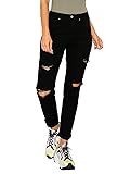 WAX JEAN Women's Boyfriend Jeans with Destructed