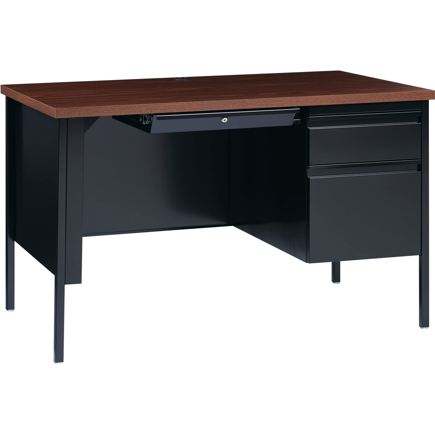 Photo 1 of ***SCRATCHES /DENTS ON DRAWERS**Lorell Single Right Pedestal Desk, 48 by 30 by 29-1/2-Inch, Black Walnut
