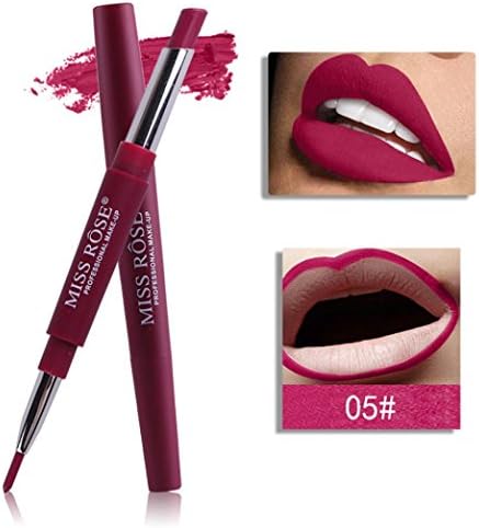 Orangeskycn Full Size Long Lasting Natural Tones Waterproof Lip Pro Matte Liquid Stick Lip Stain Lip Gloss Lip Liner Pencil Duo Set (E)