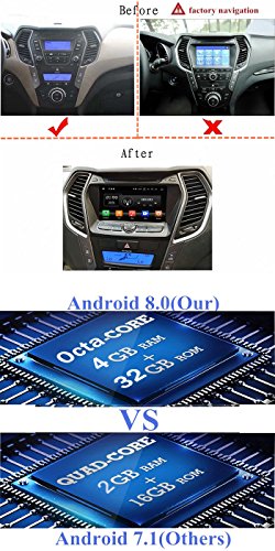 COROTC Compatible Android 8.0 in Dash Car Stereo Radio Head Unit GPS Navigation System Replacement for Hyundai Santa FE 2005-2012 with DVD Player/Bluetooth/USB/Radio/SWC/8 Core/4GB RAM - Thumbnail 2