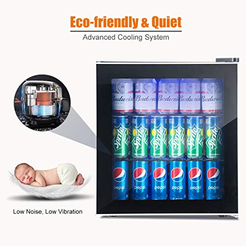 COSTWAY Beverage Refrigerator Cooler 60 Cans Capacity Mini Drink