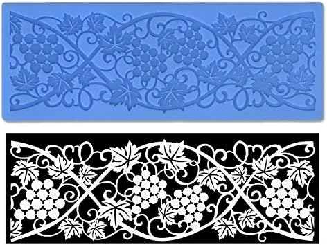 Fondant Mold Silicone Mat Grapevine Lace for Cake Decoration Wedding, Shower, Birthday, Bar / Bat Mitzvah, First Communion, Sweet 16, Quinceañera Grapes Grape