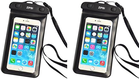 ZIPBI 2017 Waterproof Case, Clear Waterproof Pouch Compatible with iPhone 7, Google Pixel XL, Samsung, HTC, LG, Floating, Blue Black Orange Pink (2 Pack (Black))