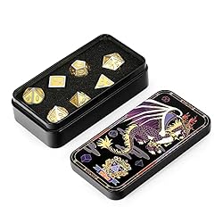 Metal Dungeons and Dragons Dice Set, DNDND 7 Rubbed
