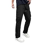 GINGTTO Men's Casual Cargo Pants Elastic Waist Camo Pants Hiking Joggers