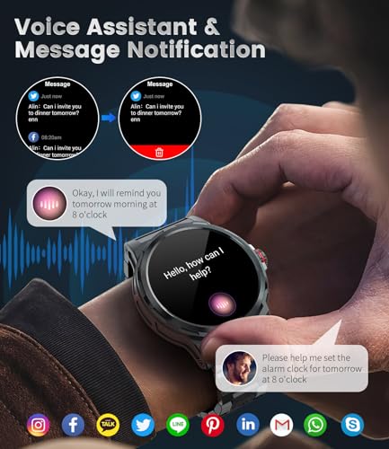 LIGE Reloj Inteligente Hombre con Llamada Bluetooth,1,43''Amoled/3 Correas | Smartwatch Hombre con IP68 Impermeable, 110+Modos Deportivos/Pulsómetro/Sueño Pulsera Actividad Android iOS