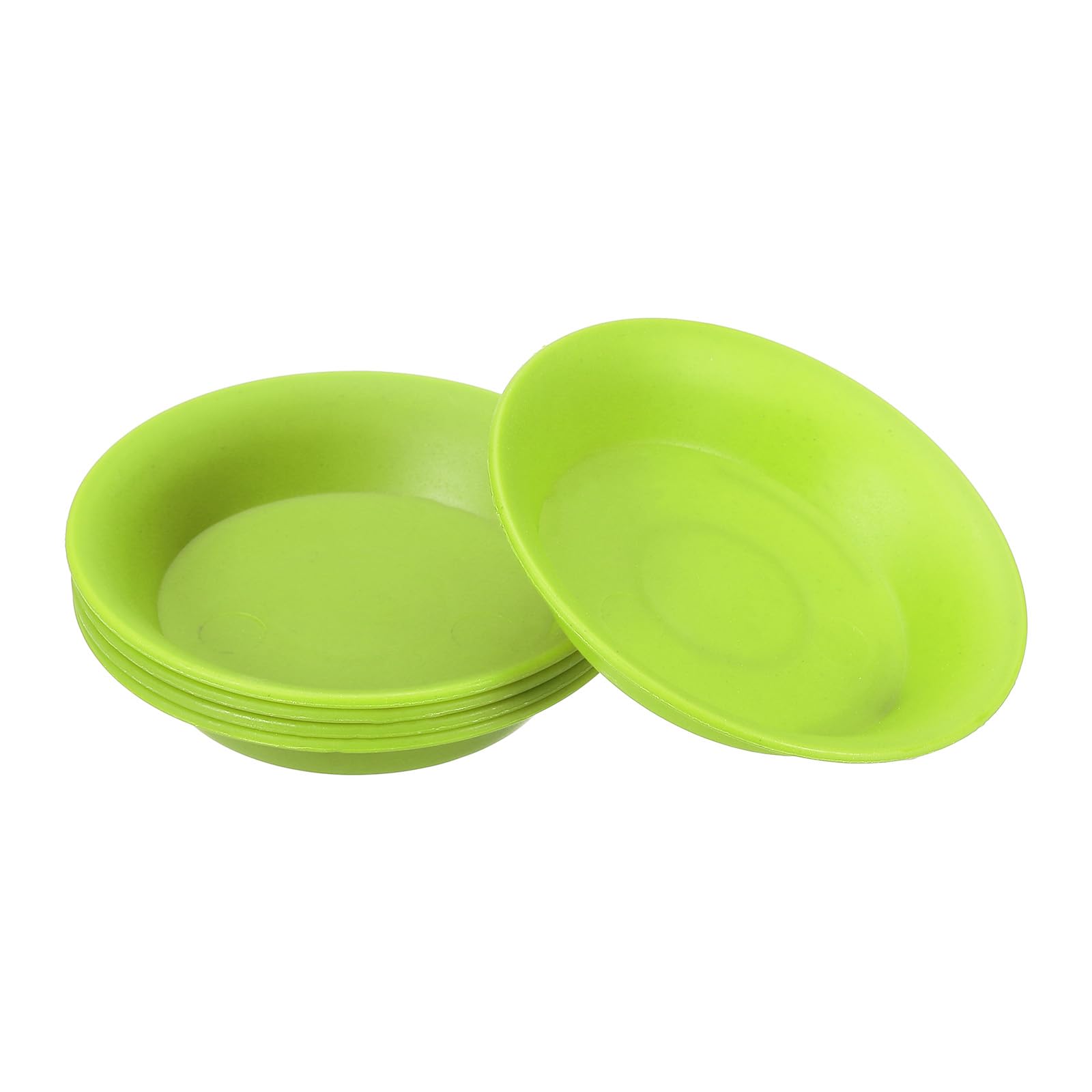 PATIKIL 4 Inch Plant Saucer Tray, 5 Pack Plastic Drip Tray Round Collects Excess Water Flower Pot Drainage Trays for Heavy Indoor Outdoor Pans, Green
