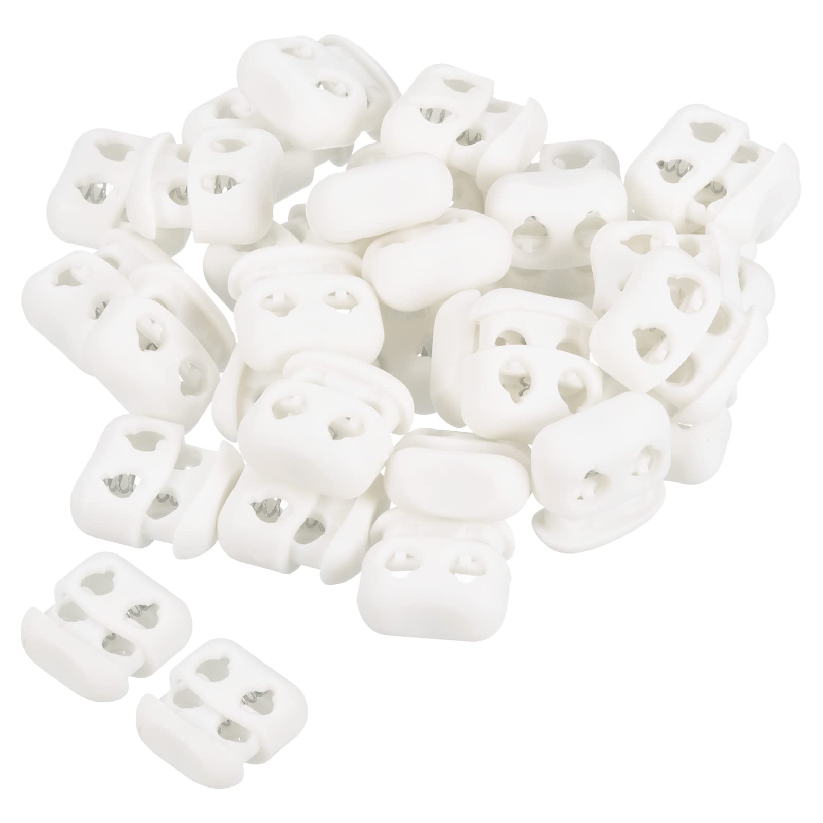 PATIKIL Cord Locks, 30 Pack Oval Spring Toggle Stopper for Drawstring Bag Shoelaces, White