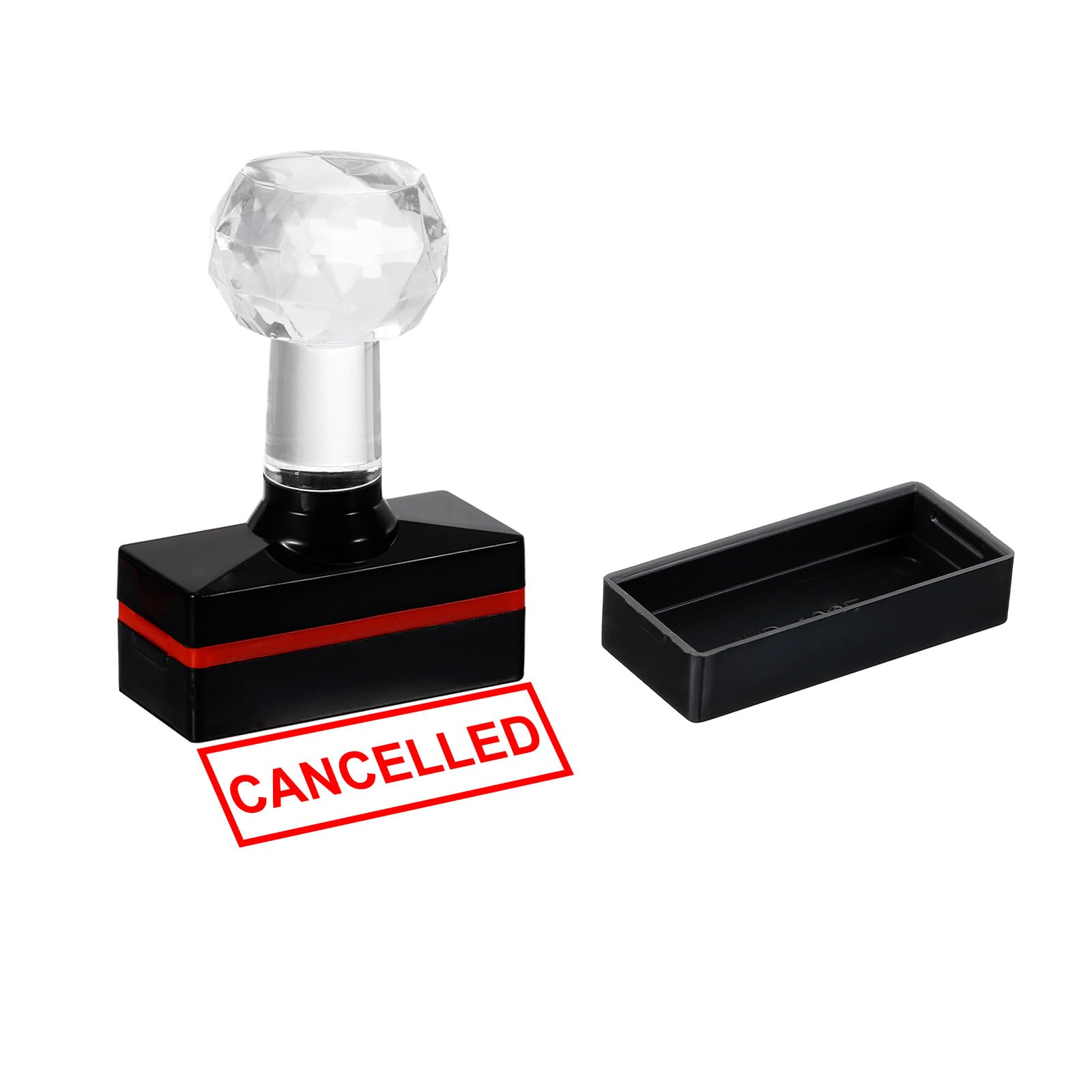 PATIKIL Cancelled Stamp Self Inking, Red Ink Office Stamps Pre Inked Message Stamp Refillable Business Stamp, Black