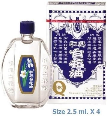 Hoe Hin White Flower Analgesic Medicated Oil for pain relief size 2.5 ML Pack of 4