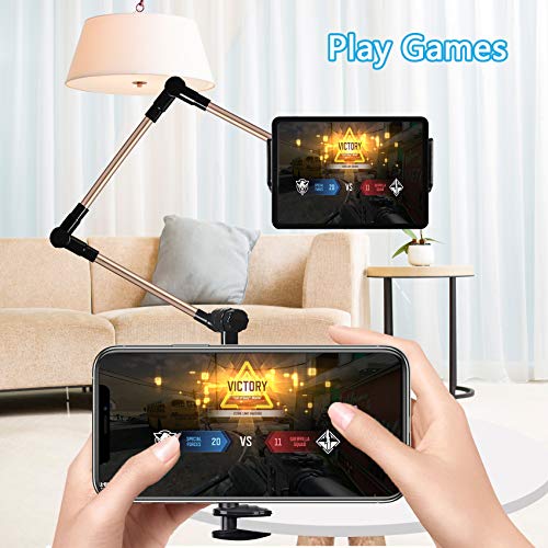 cshare Adjustable Tablet Stand Holder, Flexible Lazy Phone Tablet Mount Bracket Clamp, Swing Arm Kids Fire Tablet Stands for Bed Desk Kitchen Compatible with 12.9 iPad Pro, Samsung, Kindle, NS