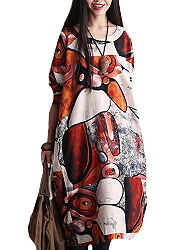 Minibee women s fashion random print clothing with pock…
