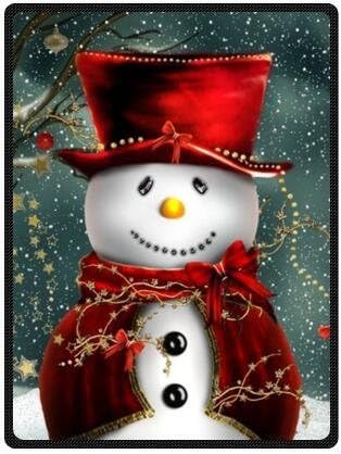 Comfortable Warm Winter Wishes Snowman Christmas 58" x 80" (Large) Fleece Throw Blankets with Unique Design